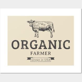 Organic Farmer Cow Posters and Art